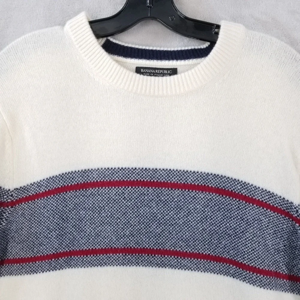 Banana‎ Republic Sweater Men M Recycled Wool Striped Crew Neck Pullover Street